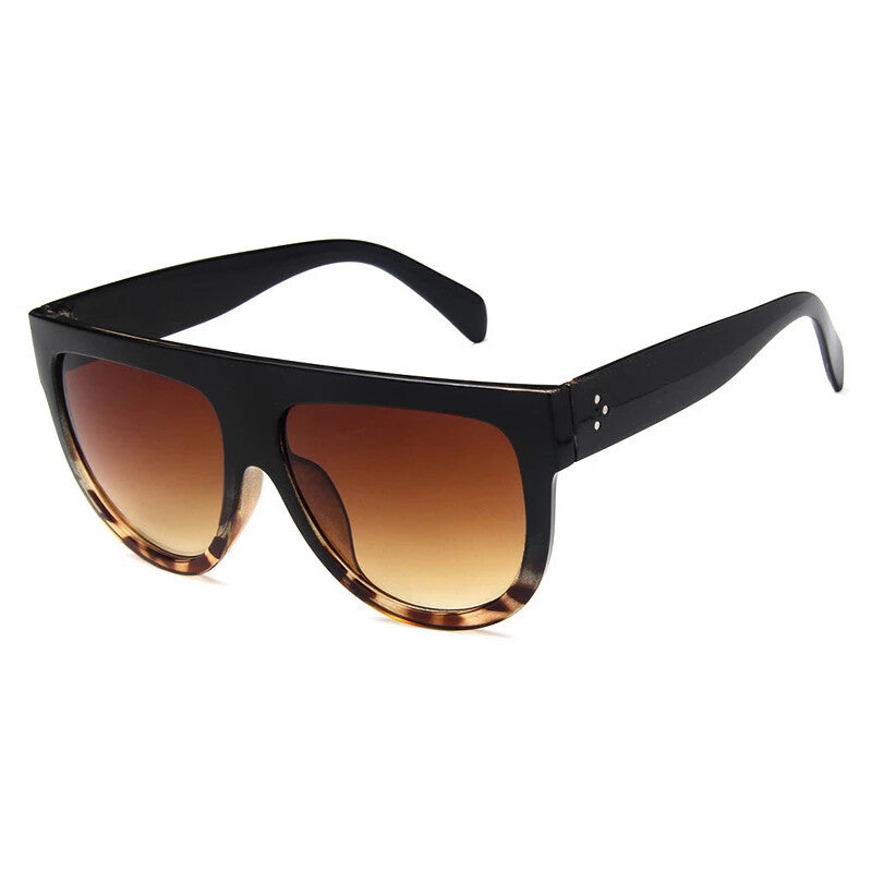 Oversized Black Womens Ladies Sunglasses Flat Top Shield Luxury Shadow