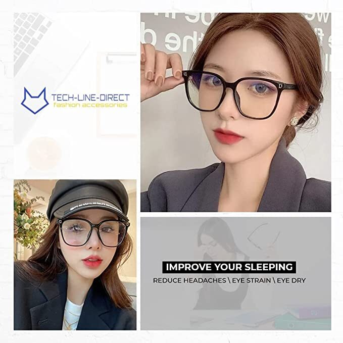 Blue Light Blocking Glasses for Women and Men -Lightweight Computer Square Frame