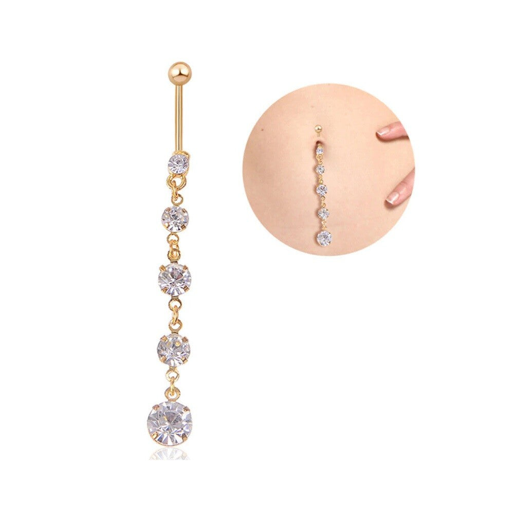 UK Belly Button Bars Body Piercing Ring Drop Dangly Reverse Silver Navel Bar