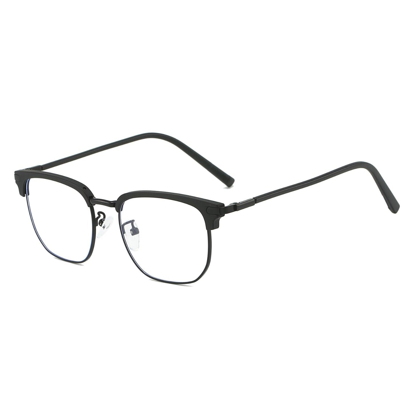 Square Anti Blue Light Half Rim Glasses - Stylish Metal Frame Eyewear Unisex