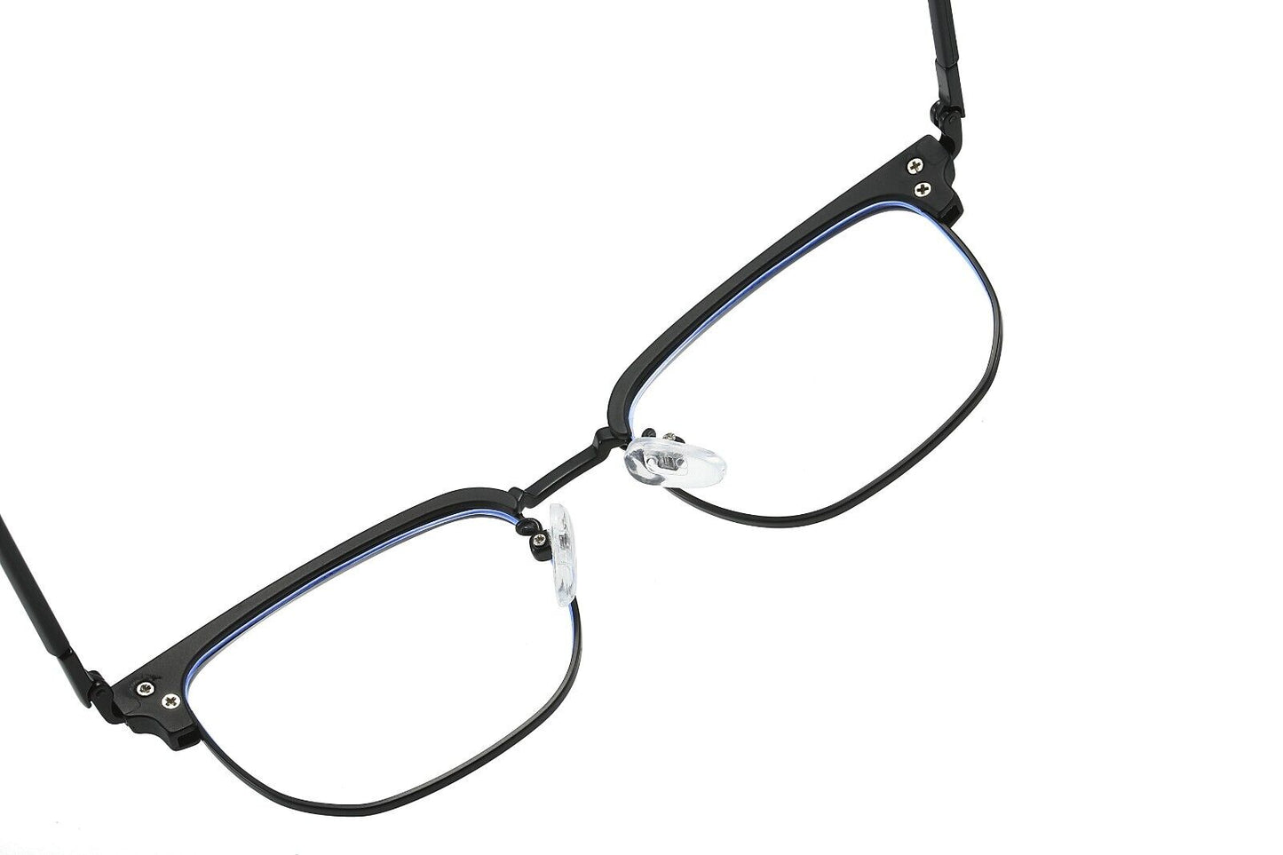Square Anti Blue Light Half Rim Glasses - Stylish Metal Frame Eyewear Unisex
