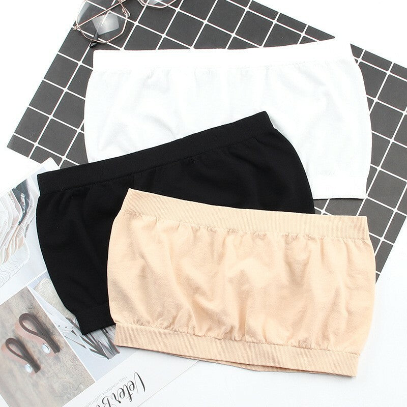 Ladies Plain Printed Boob Tube Strapless Bandeau Elastic Stretch Bra Crop Top