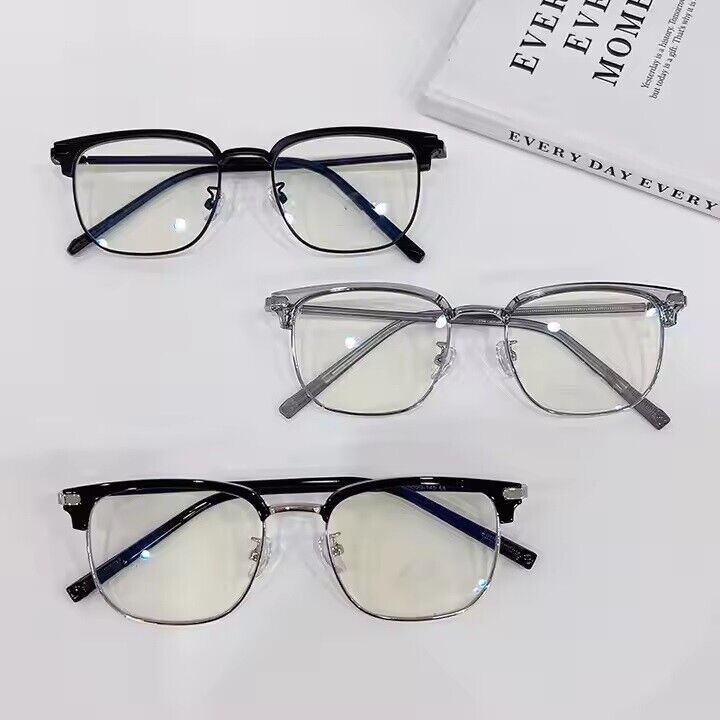 Square Anti Blue Light Half Rim Glasses - Stylish Metal Frame Eyewear Unisex