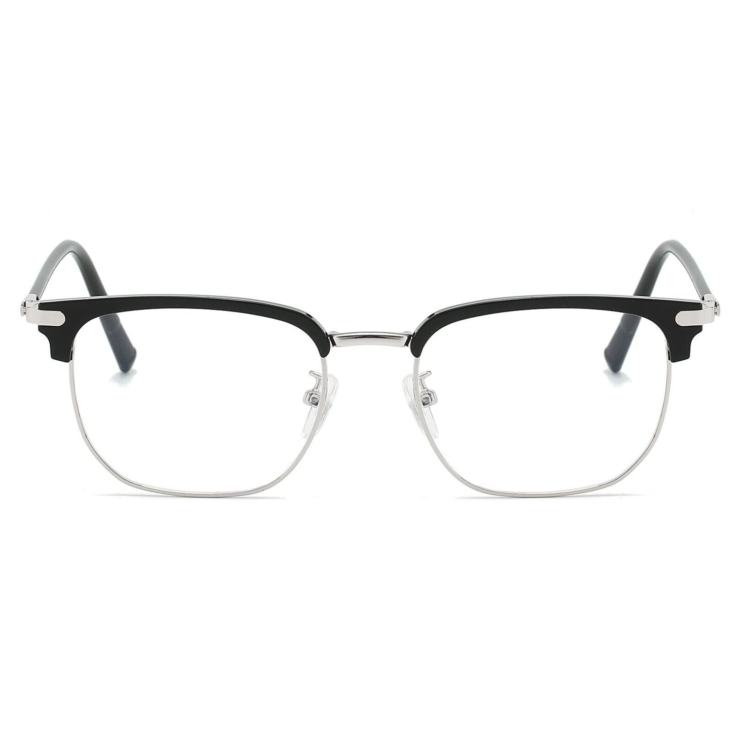 Square Anti Blue Light Half Rim Glasses - Stylish Metal Frame Eyewear Unisex