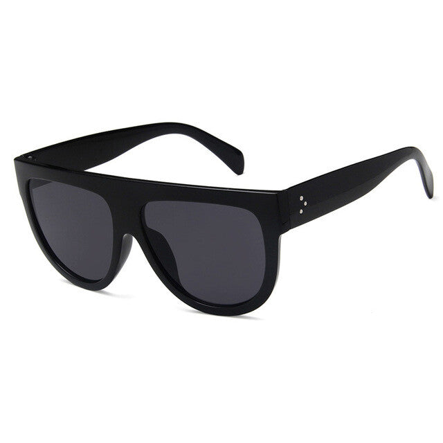 Oversized Black Womens Ladies Sunglasses Flat Top Shield Luxury Shadow