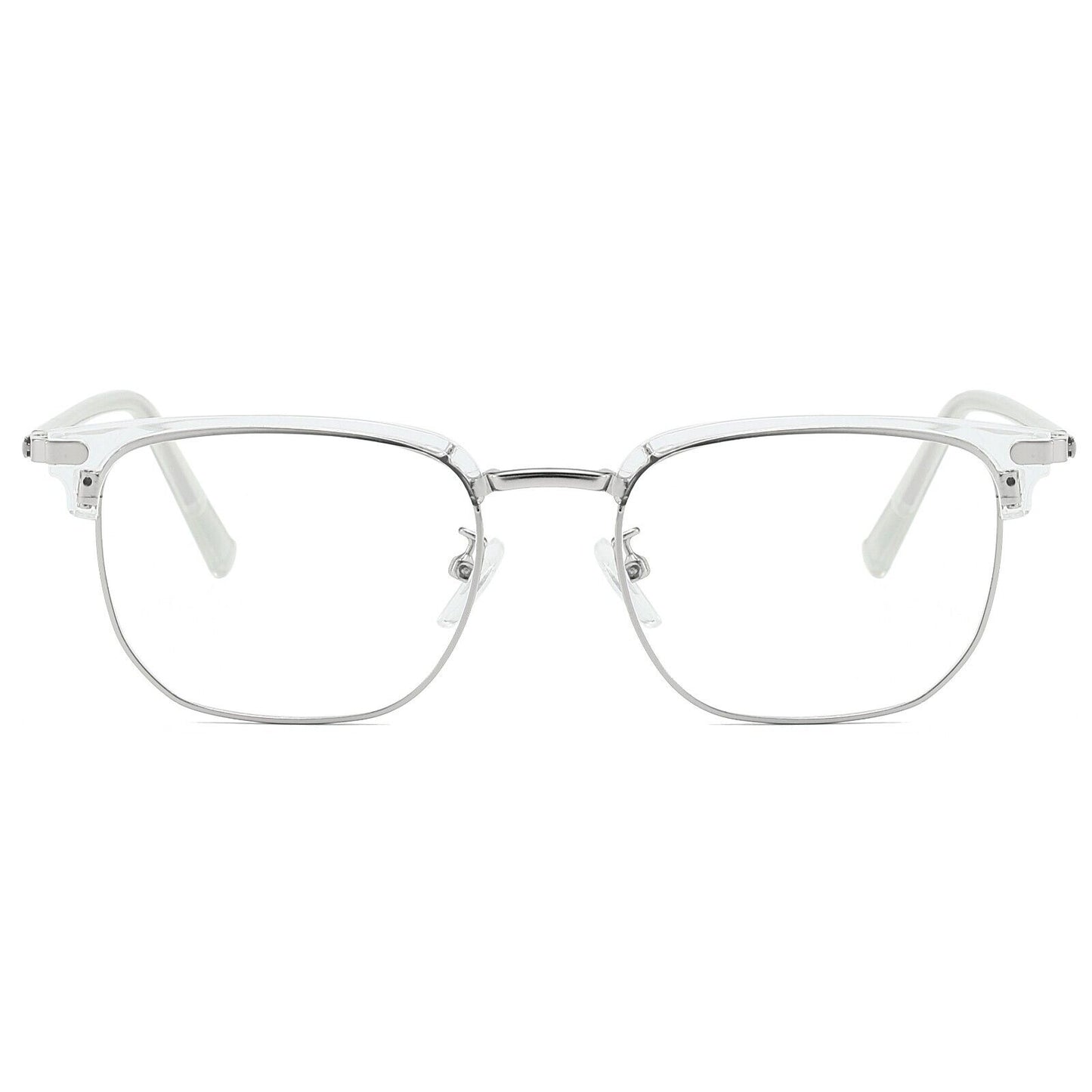 Square Anti Blue Light Half Rim Glasses - Stylish Metal Frame Eyewear Unisex