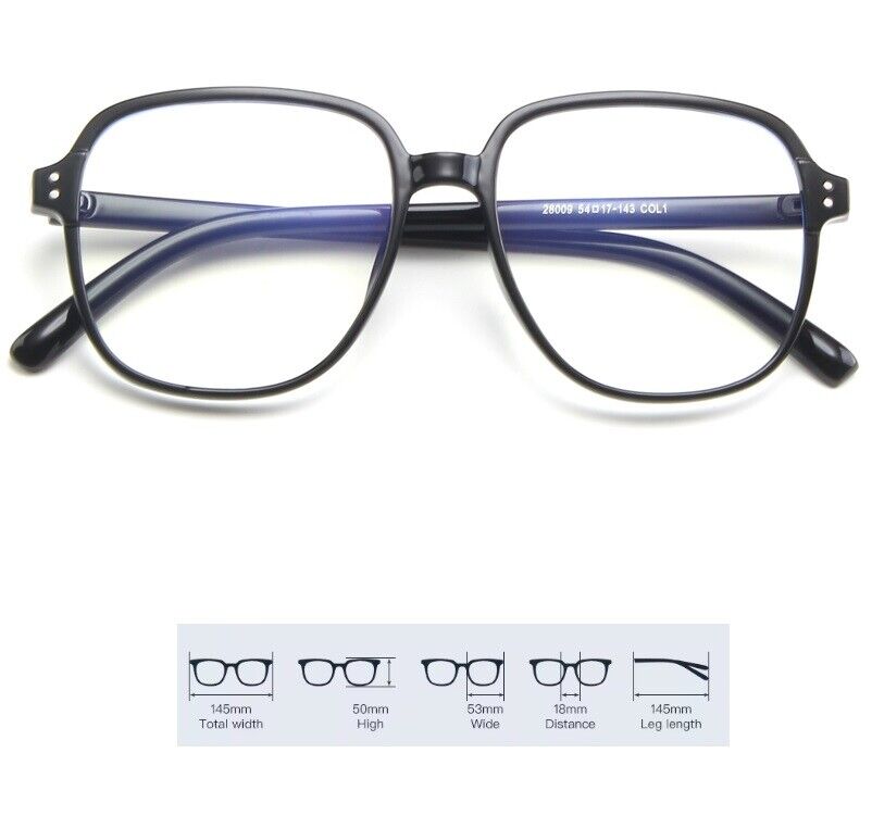 Anti Blue Light Glasses Eyewear Big Frame Flexible Fashion Oversized Mens/Womens