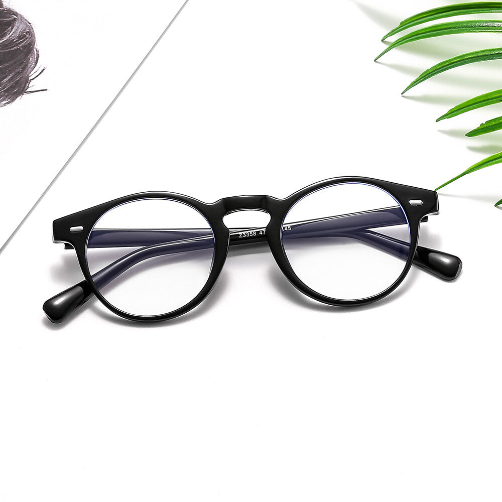 2021 Men Round Frame Blue Ray Blocking Computer Eyeglasses Small Size Glasses