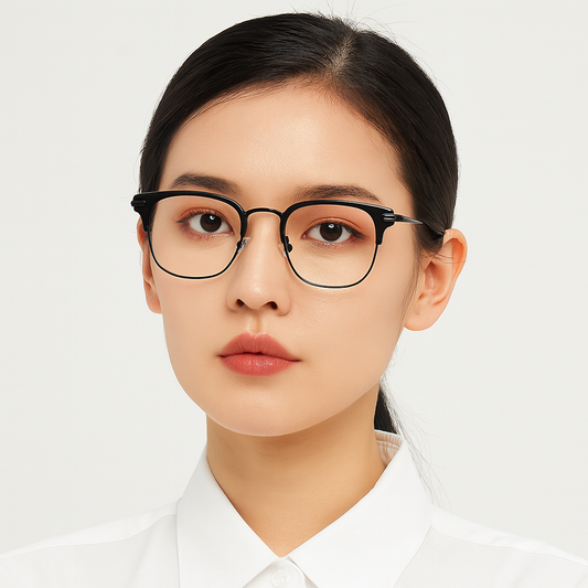 Unisex Retro Metal Square Frame Glasses – Blue Light Blocking for Work & Study