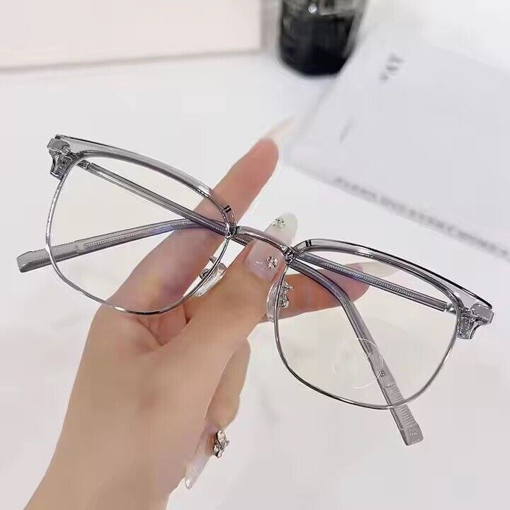 Square Anti Blue Light Half Rim Glasses - Stylish Metal Frame Eyewear Unisex
