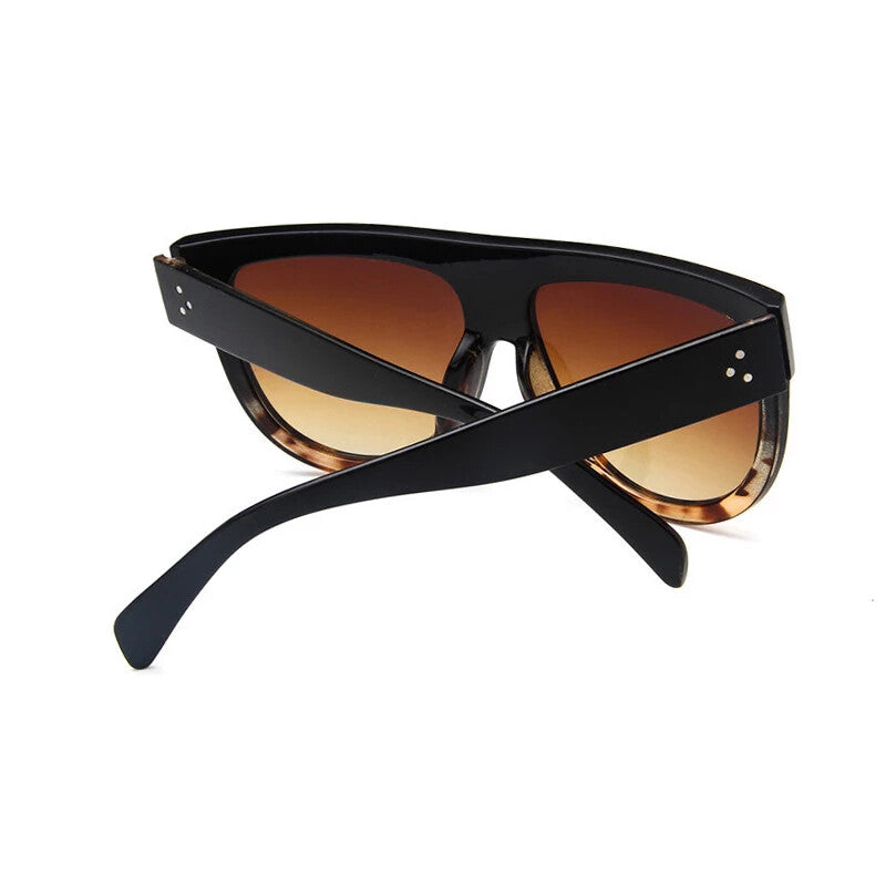 Oversized Black Womens Ladies Sunglasses Flat Top Shield Luxury Shadow