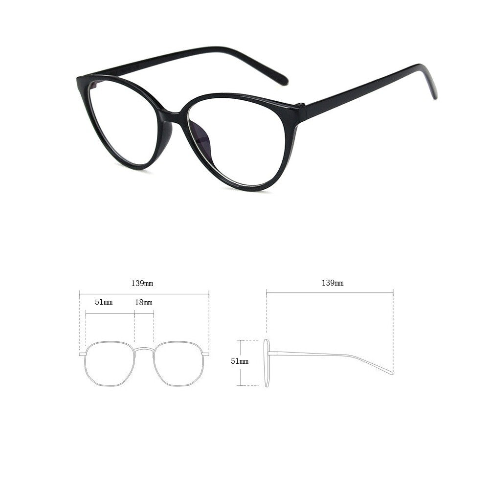 Women Black Hot Fashion Clear Lens Nerd Geek Glasses Retro Cat Eye Style