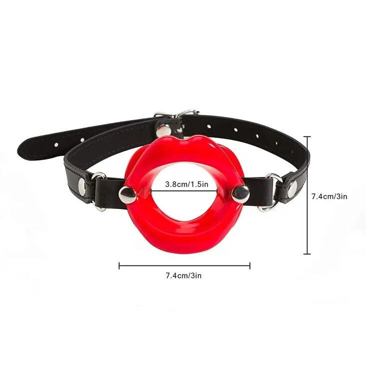 Open Mouth Gag Lips Silicone Sissy Bimbo Lip with Strap O-Ring Ball Restraints