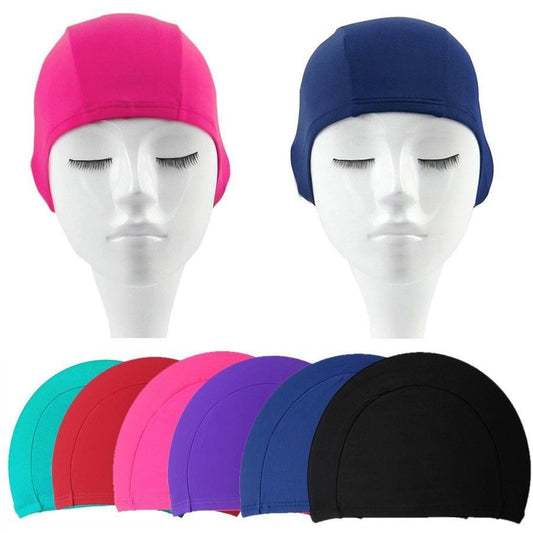 Easy Fit Unisex Adult Swimming Cap Hat Mens Womens Pool Sea Spandex Fabric