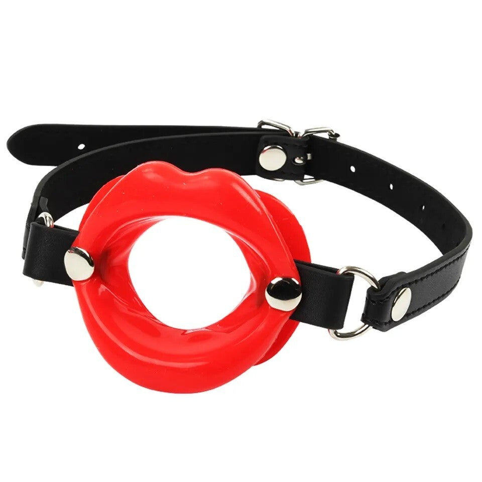 Open Mouth Gag Lips Silicone Sissy Bimbo Lip with Strap O-Ring Ball Restraints