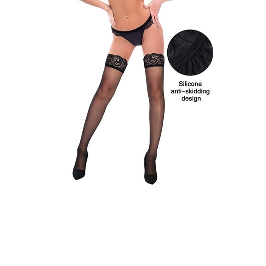 Womens Sheer Lace Top Stay Up Stockings Thigh High Pantyhose Hold-up Tights