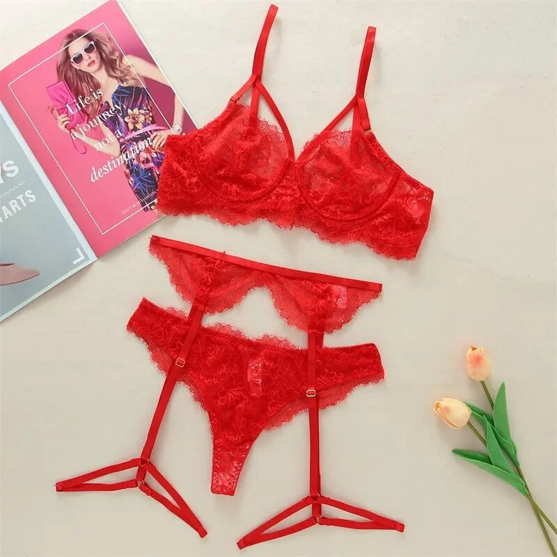 Women Sexy Full Lace Bodysuit Jumpsuit Top Lingerie V Neck Stretch Leotard UK