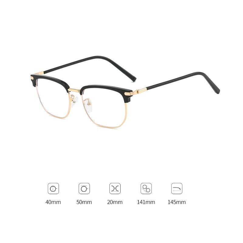 Square Anti Blue Light Half Rim Glasses - Stylish Metal Frame Eyewear Unisex