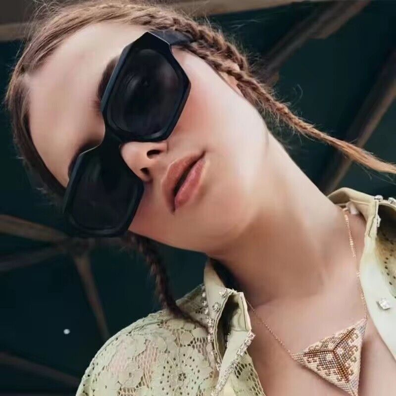 Simple Thick Frame Sunglasses Woman Polygon Euro-American Style Eyewear Glasses