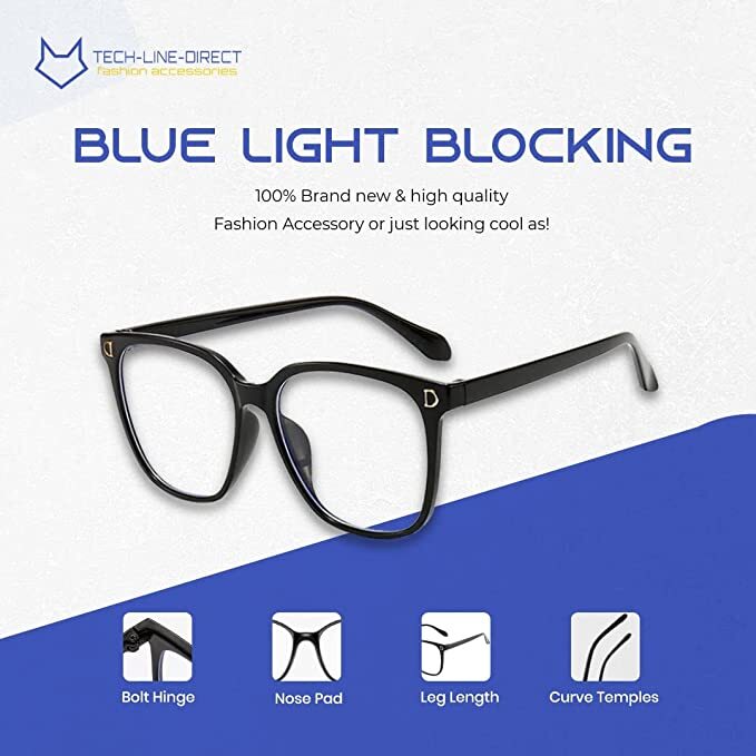 Blue Light Blocking Glasses for Women and Men -Lightweight Computer Square Frame