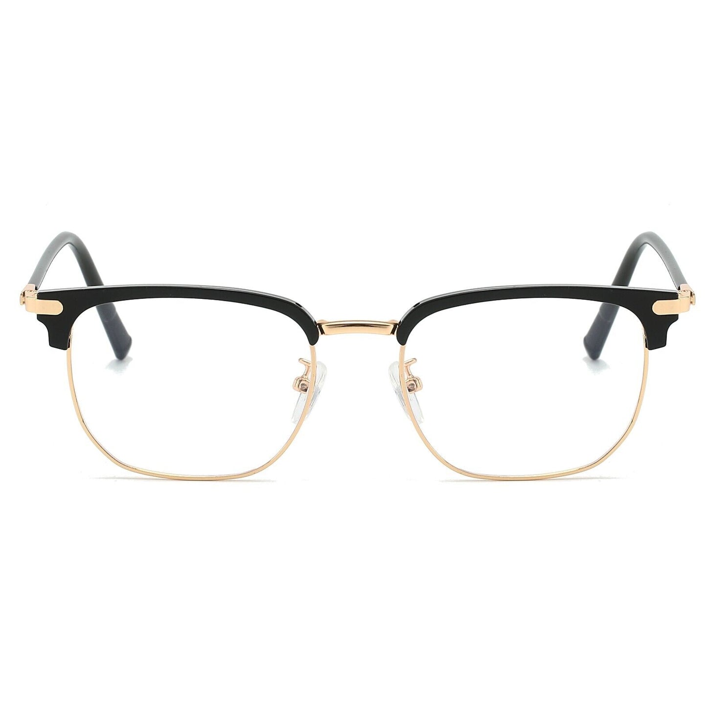 Square Anti Blue Light Half Rim Glasses - Stylish Metal Frame Eyewear Unisex