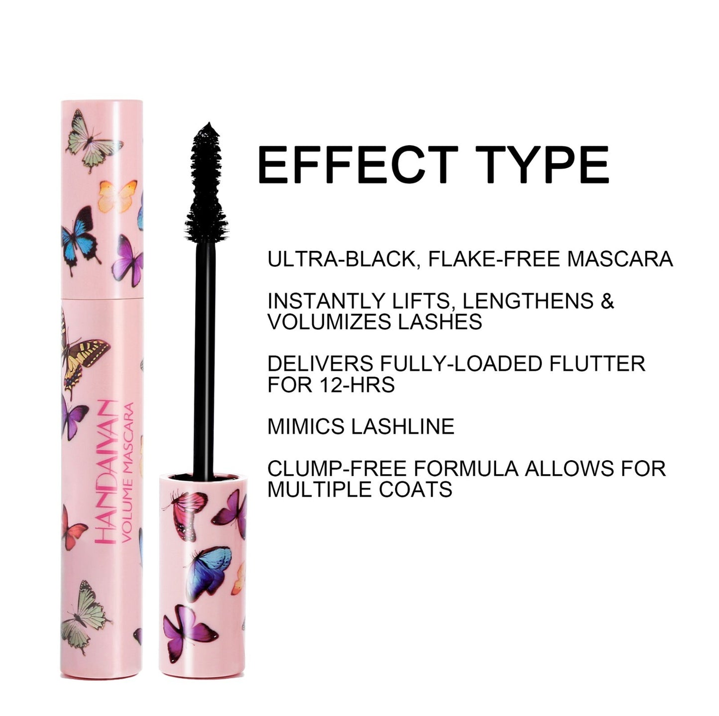 HANDAIYAN Curling Black Mascara Long Lasting Butterfly Brush Luxury Eye Makeup