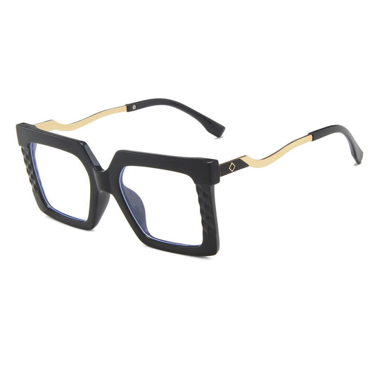 Womens Large Oversized Metal Frame Clear Lens Glasses Retro 80s Fashion