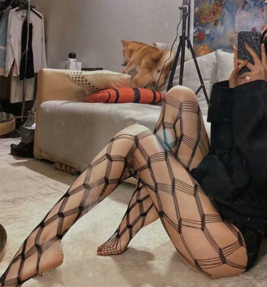 Women Hollow Out Stockings Mesh Tights Fishnet Thigh High Pantyhose Sexy Socks