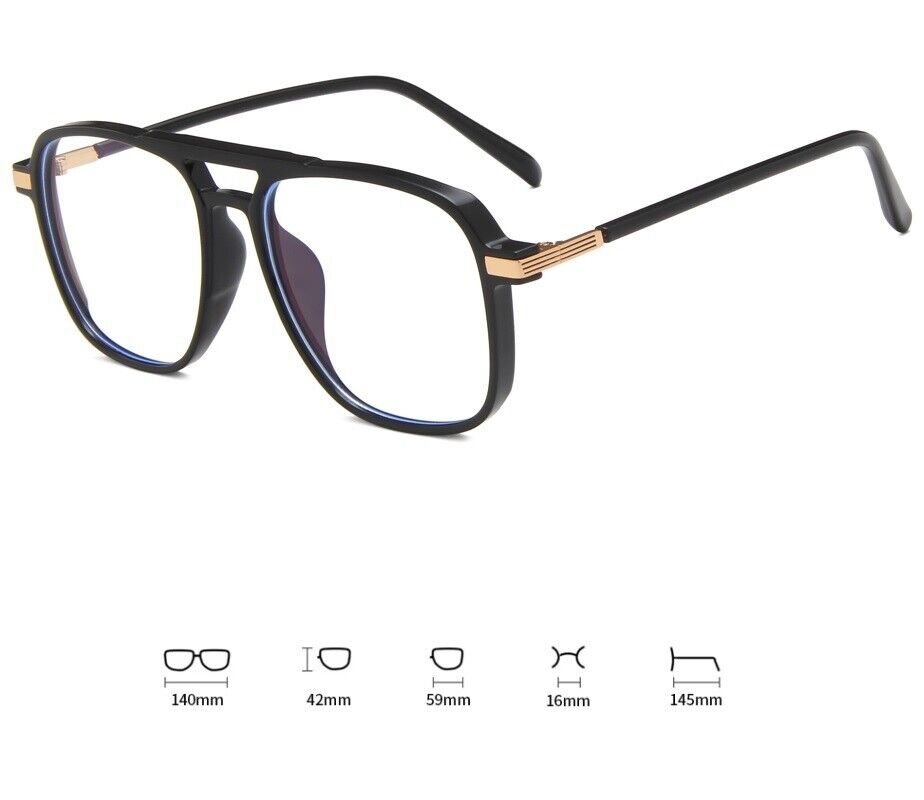 Double Bridge Square Anti-blue Light Glasses Men/Women Vintage Computer Glasses