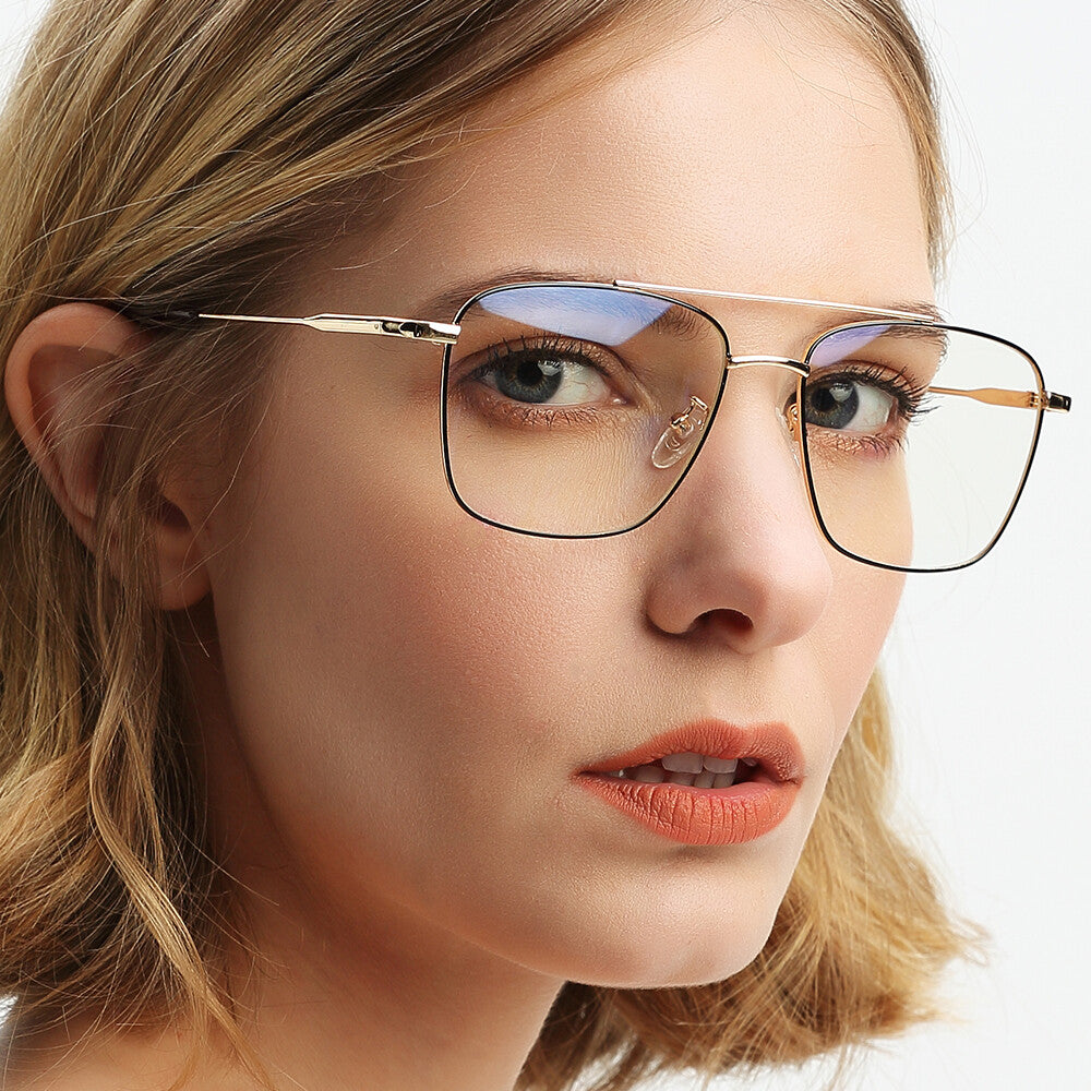 Unisex Large Clear Lens Metal Frame Vintage Retro 80s 70s Fashion Glasses