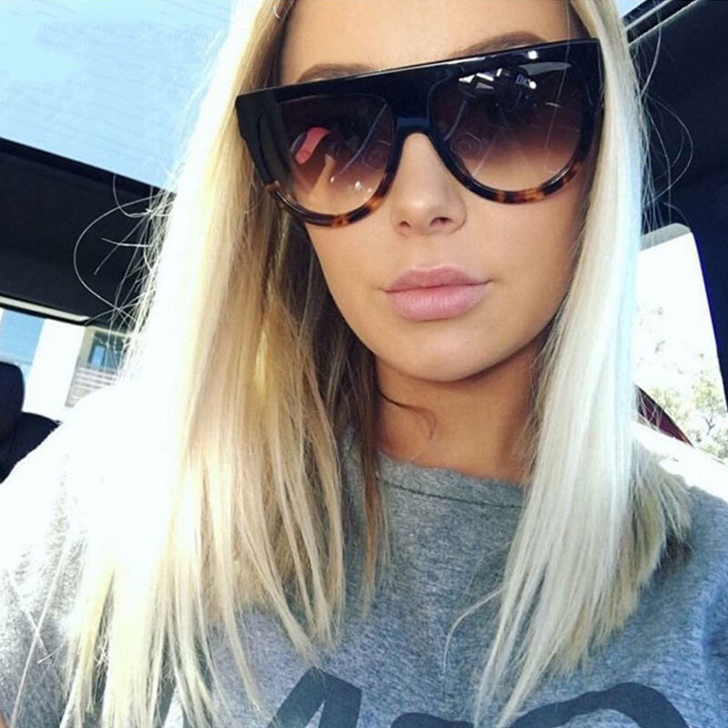 Oversized Black Womens Ladies Sunglasses Flat Top Shield Luxury Shadow