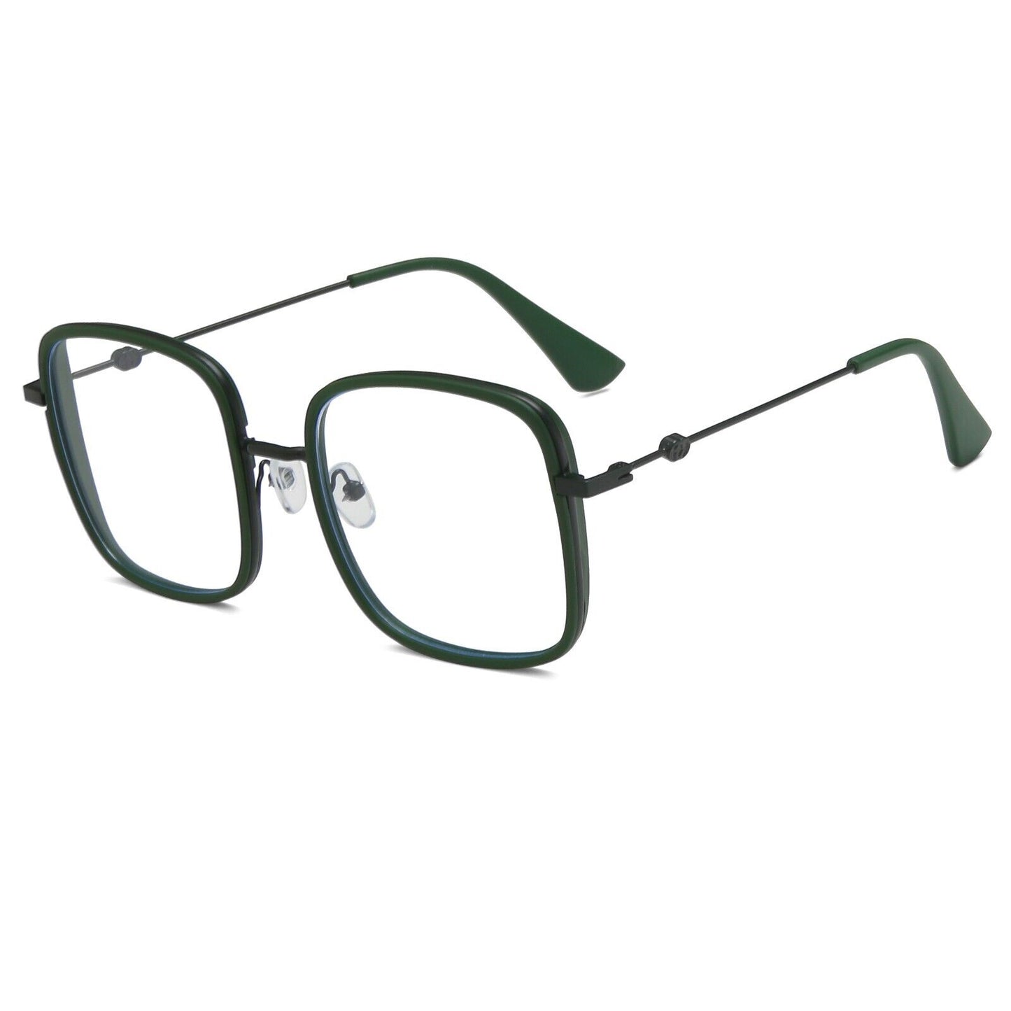 Oversized Square Metal Frame Eyeglasses - Retro Fashion Eyewear for Men & Women