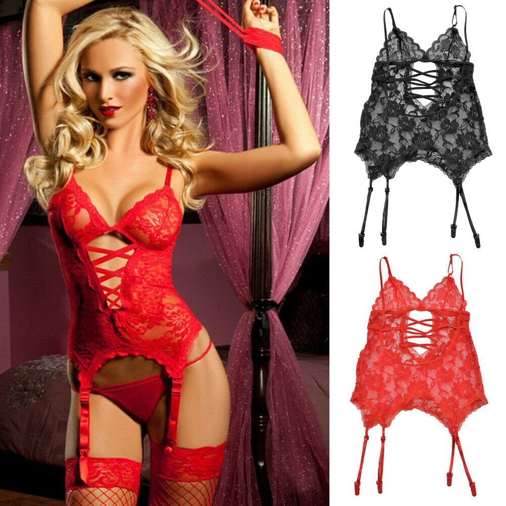 Women Lingerie Fishnet Crotchless Body Stocking Bodysuit Sexy Babydoll Underwear