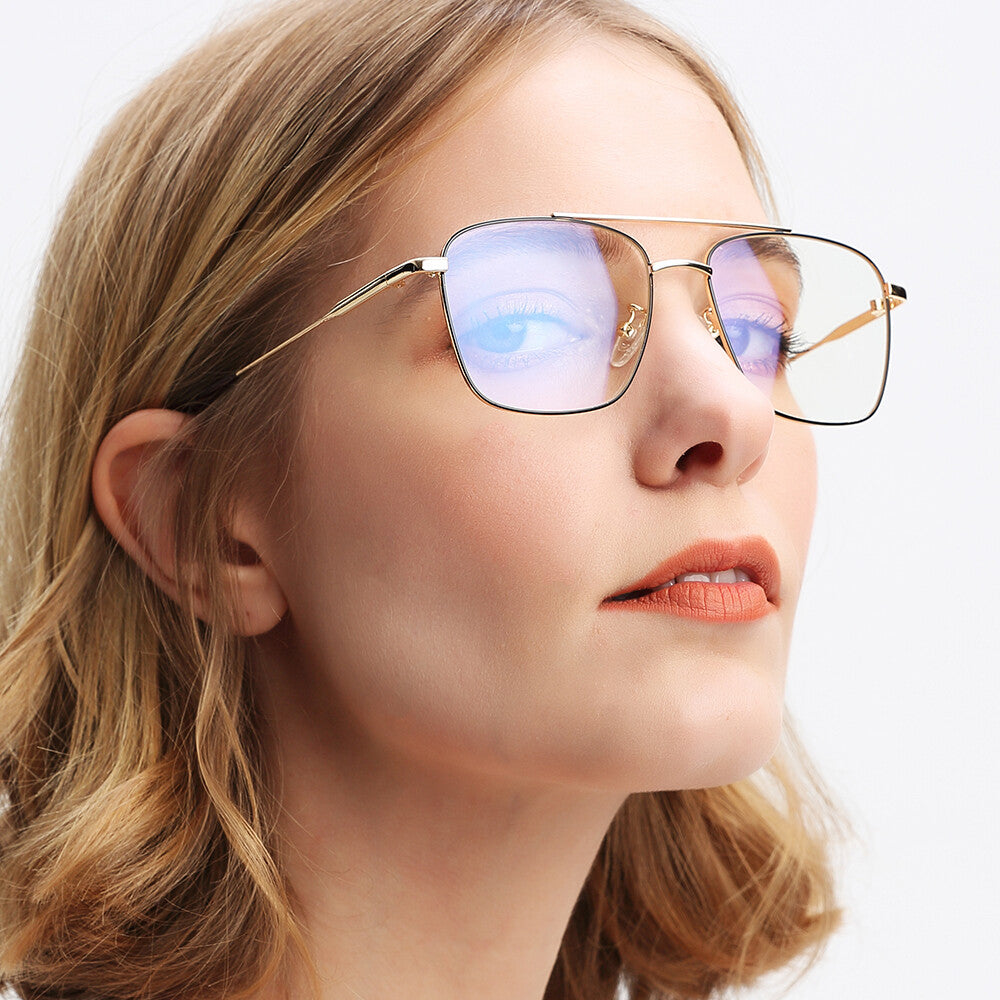 Unisex Large Clear Lens Metal Frame Vintage Retro 80s 70s Fashion Glasses
