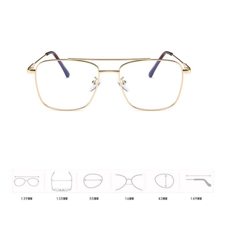 Unisex Large Clear Lens Metal Frame Vintage Retro 80s 70s Fashion Glasses