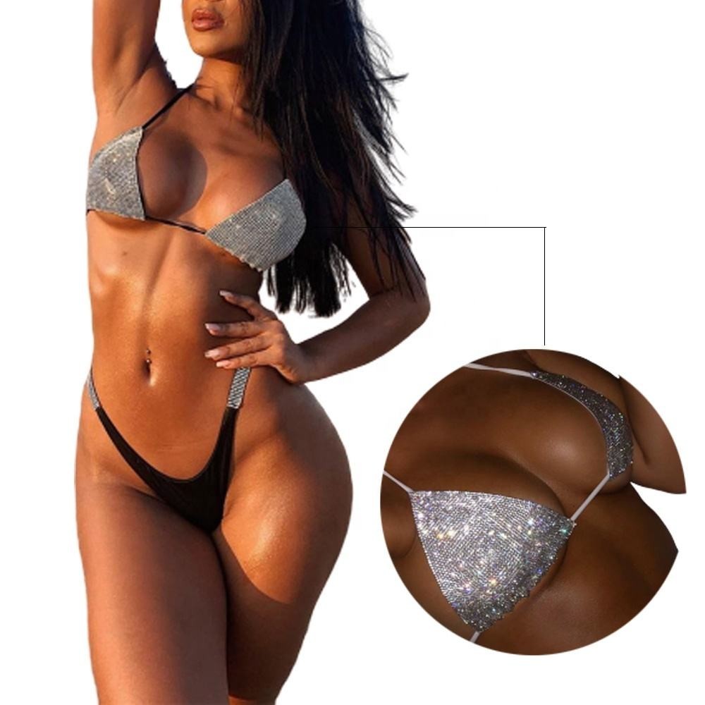 Sexy Shiny Bikini Set Women’s Sparkly Swimwear Metallic Beachwear