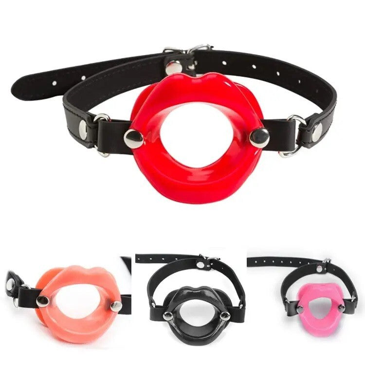 Open Mouth Gag Lips Silicone Sissy Bimbo Lip with Strap O-Ring Ball Restraints