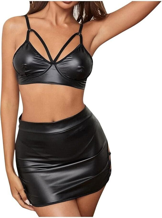 Black Leather Lingerie Set – Premium Quality, Perfect for Special Occasions UK