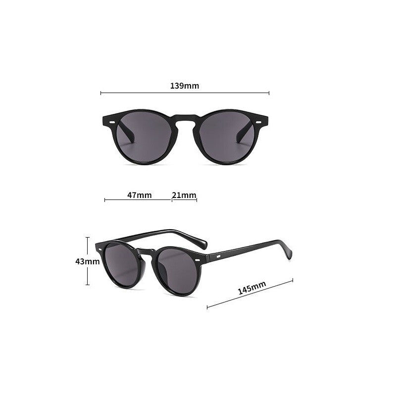 Unisex Round Lens Sunglasses Circle Glasses Oval Classic Ladies Black
