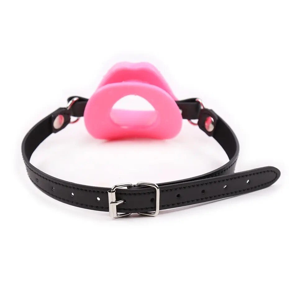 Open Mouth Gag Lips Silicone Sissy Bimbo Lip with Strap O-Ring Ball Restraints