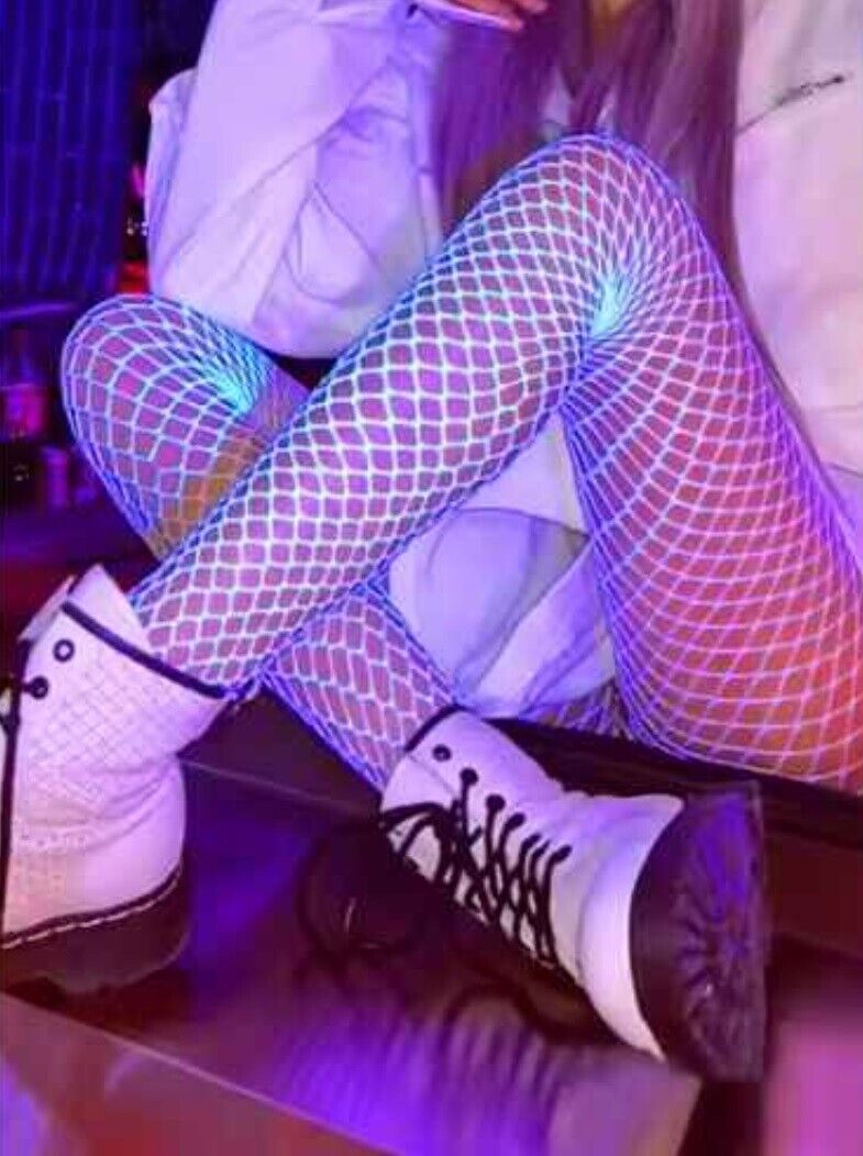 Sexy Women Luminous Fishnet Stockings High Waist Mesh Tights Glow In The Dark UK