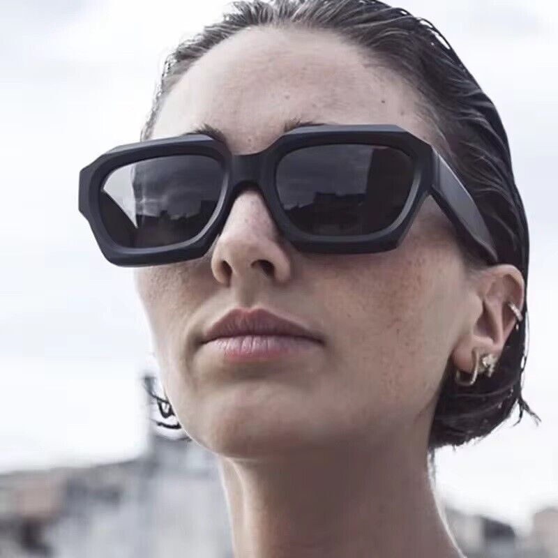 Simple Thick Frame Sunglasses Woman Polygon Euro-American Style Eyewear Glasses