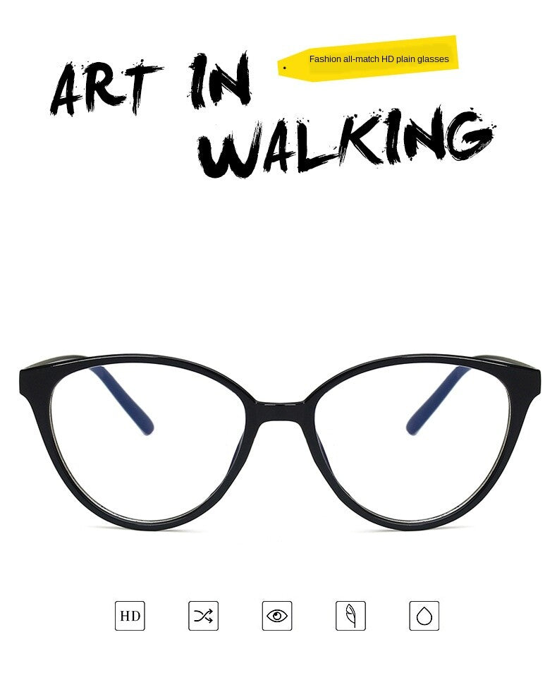 Women Black Hot Fashion Clear Lens Nerd Geek Glasses Retro Cat Eye Style