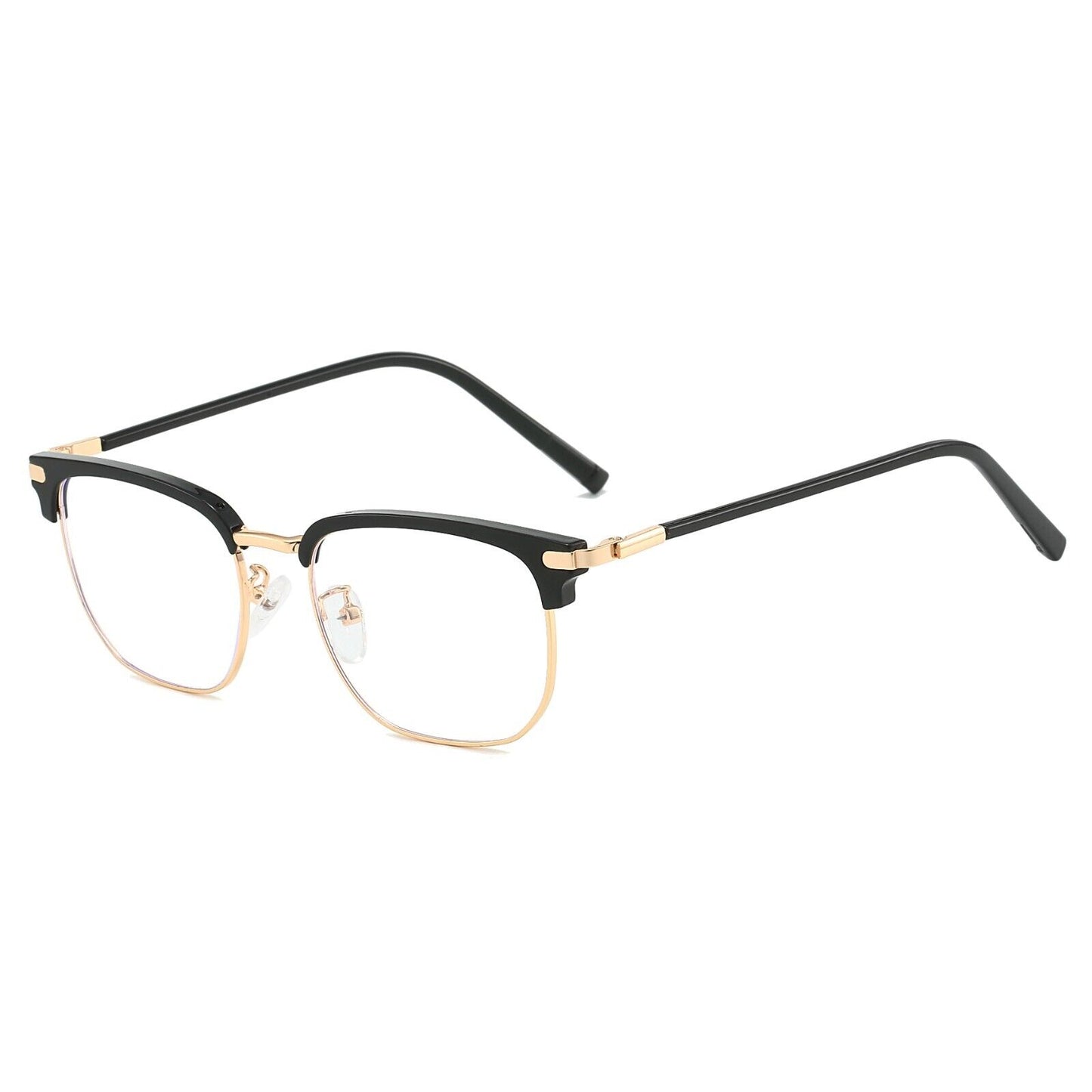 Square Anti Blue Light Half Rim Glasses - Stylish Metal Frame Eyewear Unisex