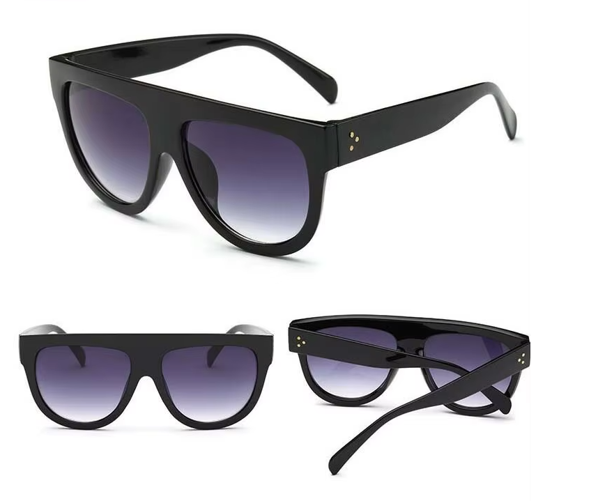 Black Colour Ladies Sunglasses Female Flat Top Vintage Sunglasses Woman UK