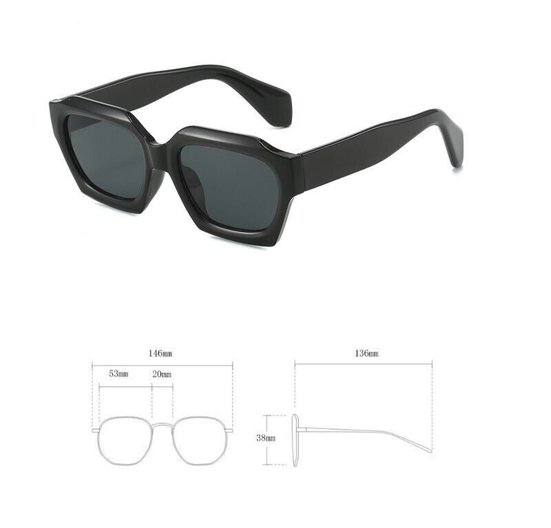 Simple Thick Frame Sunglasses Woman Polygon Euro-American Style Eyewear Glasses