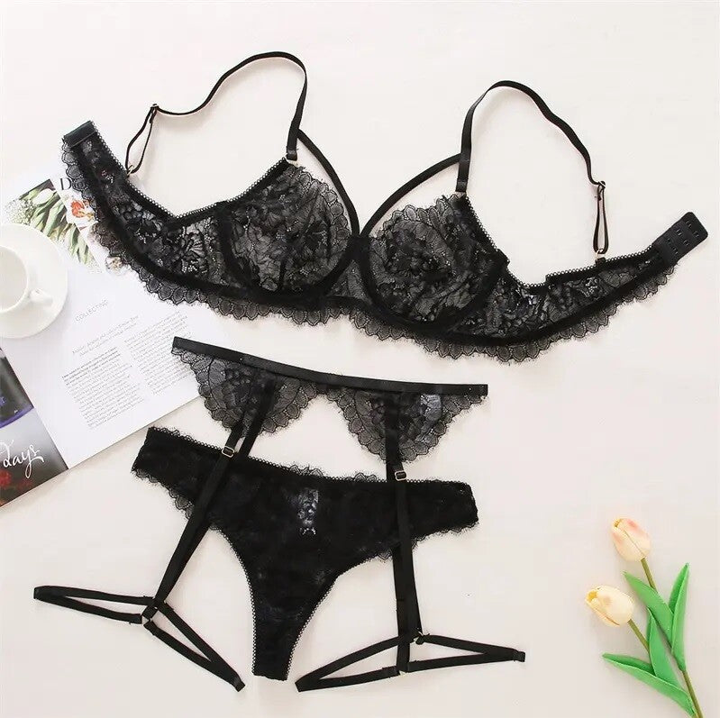 Women Sexy Full Lace Bodysuit Jumpsuit Top Lingerie V Neck Stretch Leotard UK