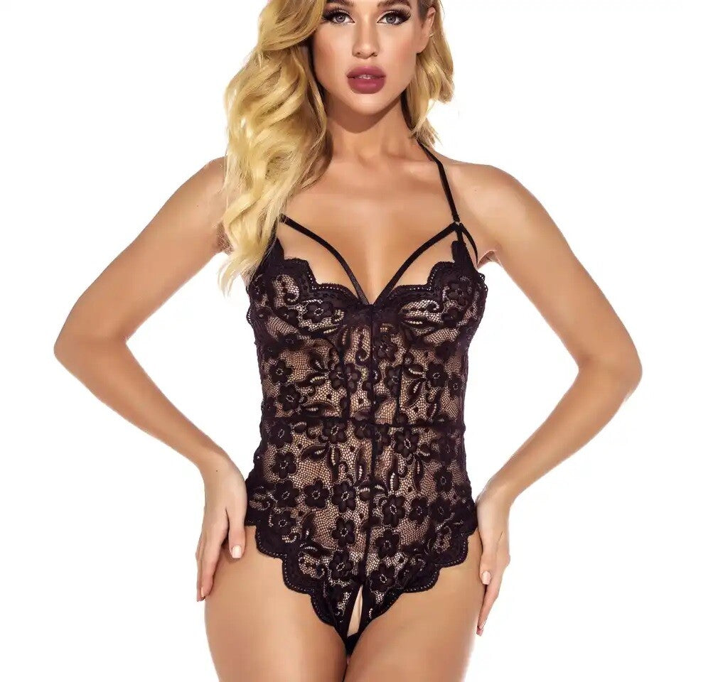 Womens Lace Bodys Lingerie Crotchless Babydoll Bodysuit Nightwear Underwear