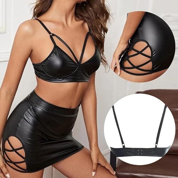 Black Leather Lingerie Set – Premium Quality, Perfect for Special Occasions UK