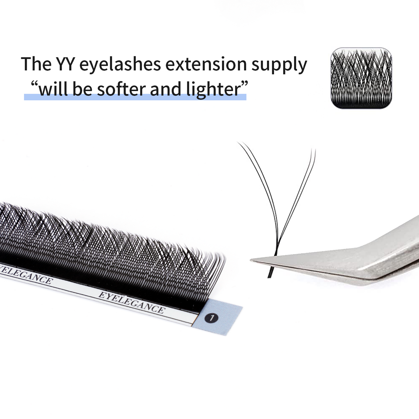 YY Lashes 0.07mm C D Curl Eyelash Extensions Y-Shape Pre Made 2D Russian Volume